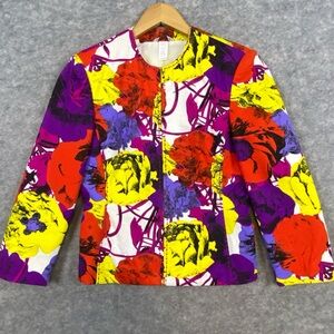 Gianni Versace Couture Vintage Pop Art Jacket S (IT 42) Red Yellow Rose Print